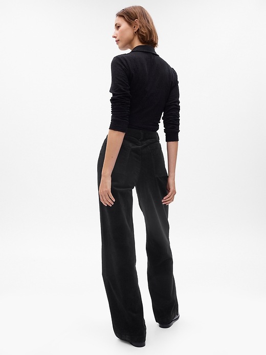 2 of 8 showing, with the color black of product Mid Rise Loose Corduroy Pants