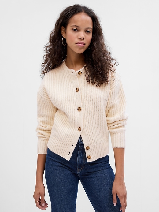1 of 8 showing, with the color chino beige of product Shaker-Stitch Cardigan