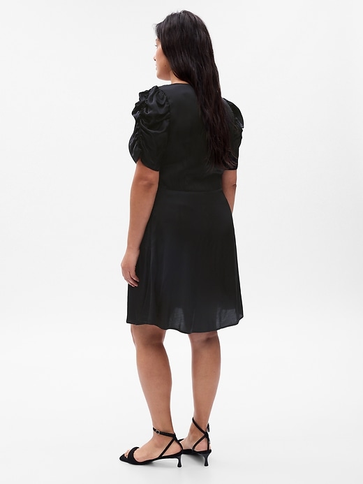 Image number 5 showing, Puff-Sleeve Ruched Mini Dress