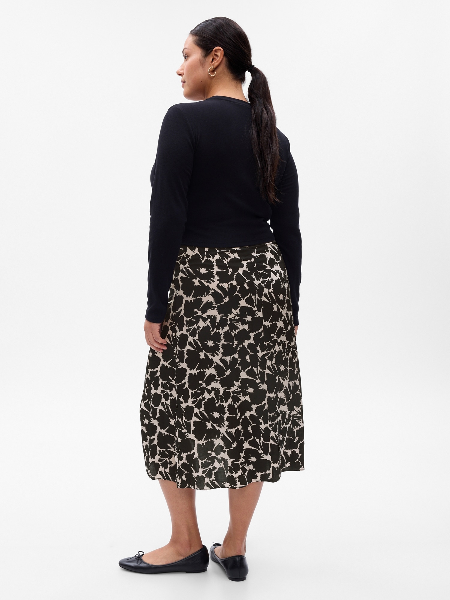 Ruched Floral Midi Skirt | Gap