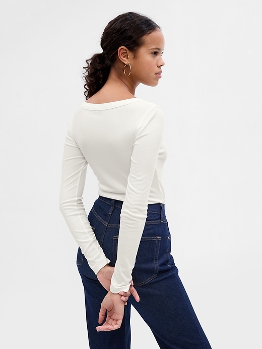 2 of 8 showing, with the color new off white of product Mini Rib Scoop Neck T-Shirt