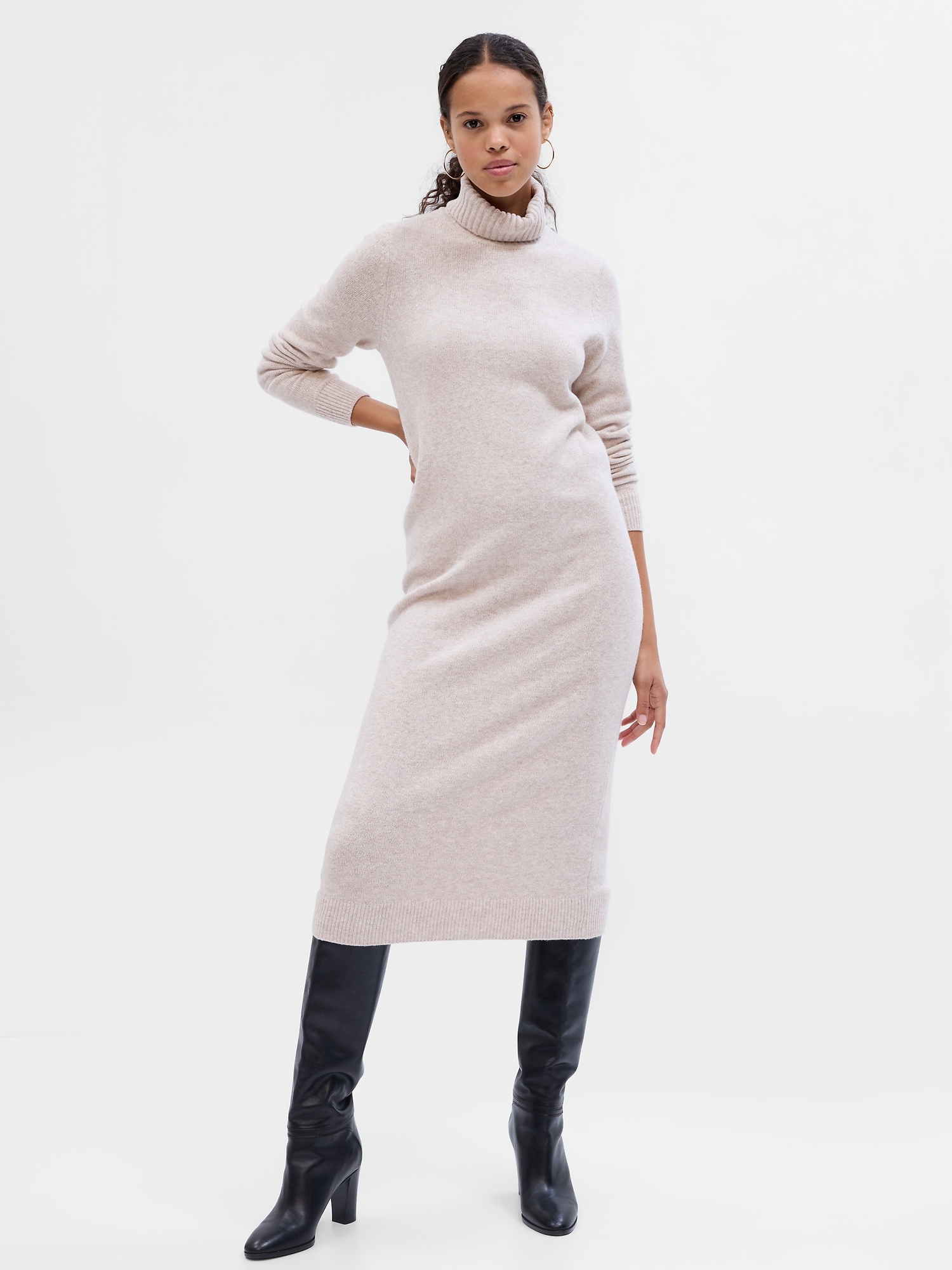 CashSoft Turtleneck Midi Sweater Dress