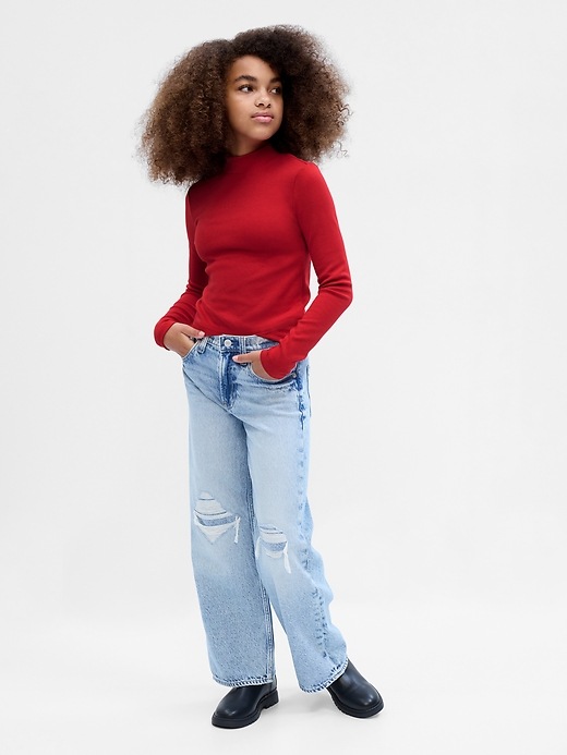1 of 8 showing, with the color MODERN RED of product Kids Mockneck T-Shirt