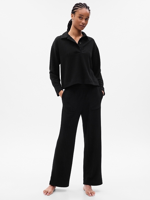 Pantalones Negros Mujer GAP Pantalu00f3n De Buzo Logo Recto Negro