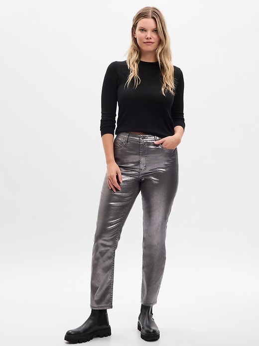 Image number 9 showing, High Rise Metallic Vintage Slim Jeans