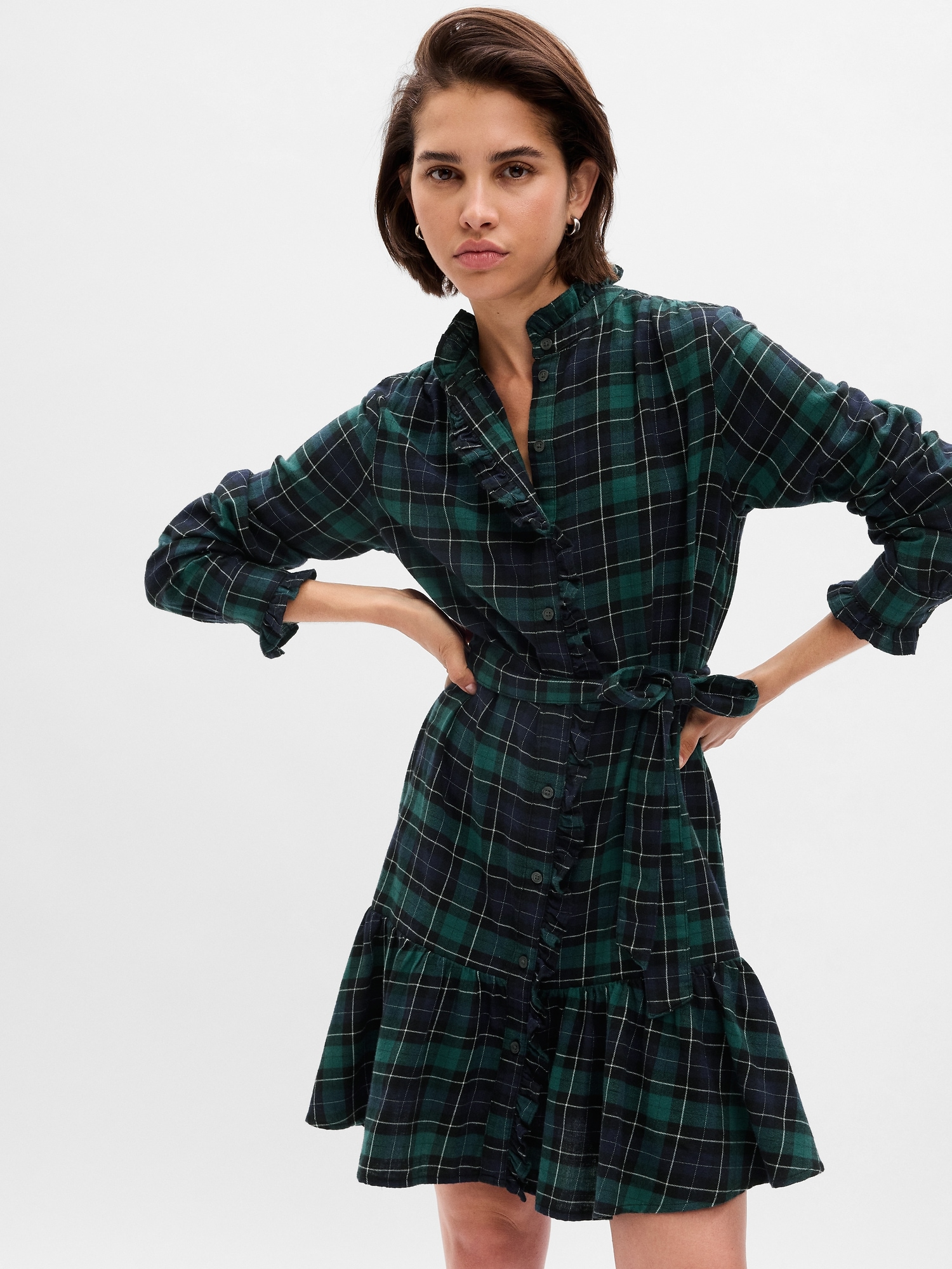 Gap Plaid Tiered Mini Dress