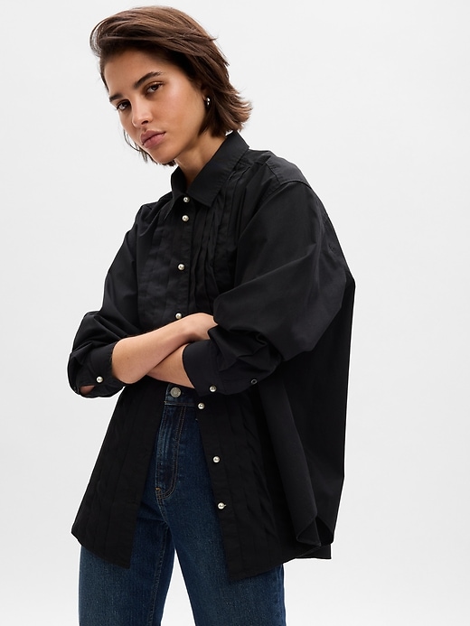 1 of 8 showing, with the color black of product Organic Cotton Pearl Big Shirt