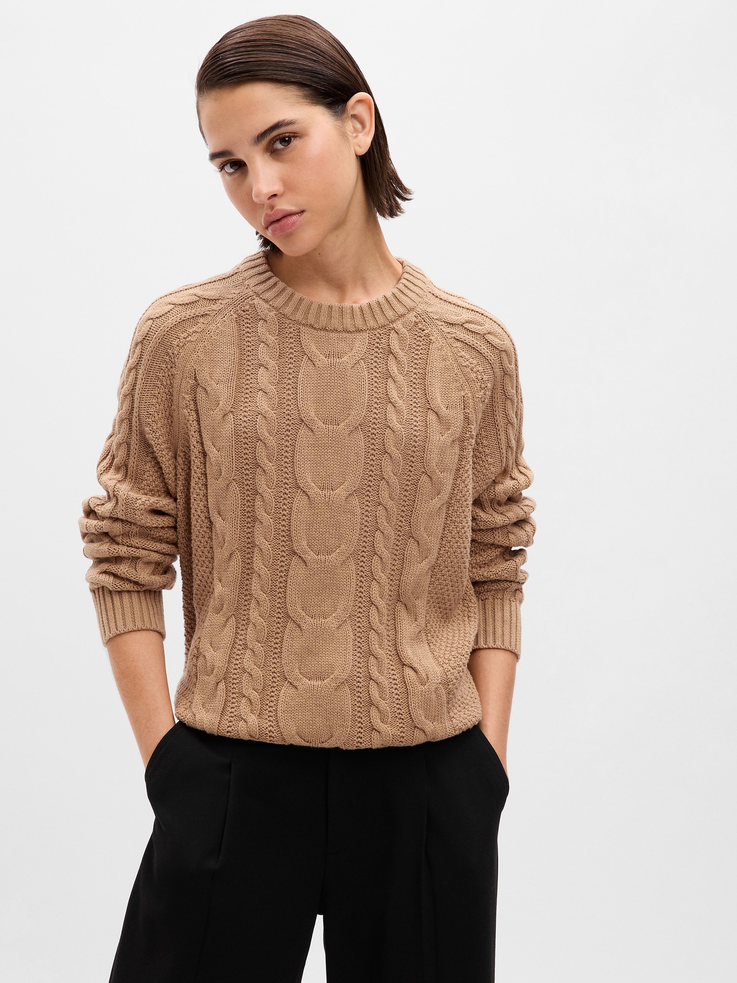 Gap Cable-knit Sweater In Camel