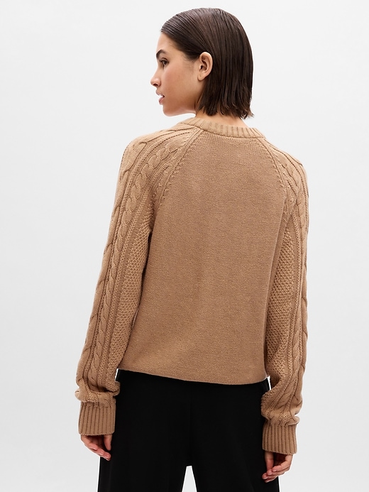 2 of 8 showing, with the color camel hair tan of product Cable-Knit Sweater