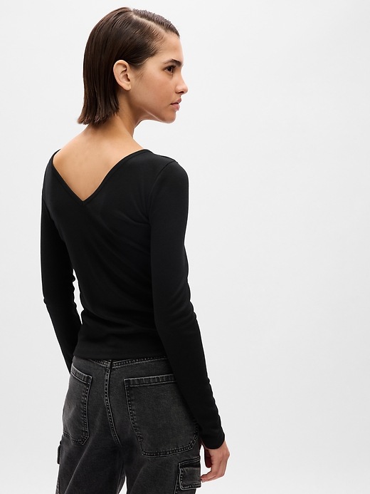 Image number 2 showing, Mini Rib V-Neck T-Shirt