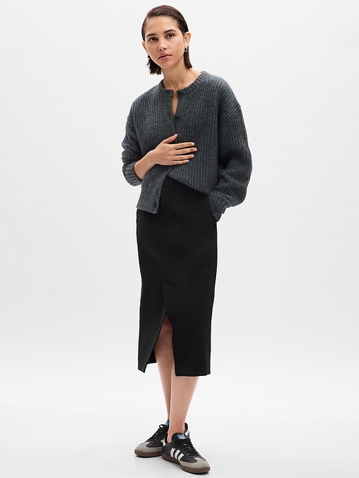 1 of 8 showing, with the color black of product Pencil Midi Skirt