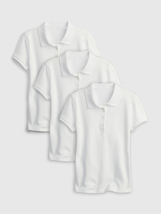 Image number 1 showing, Kids Cotton Uniform Polo Shirt (3-Pack)