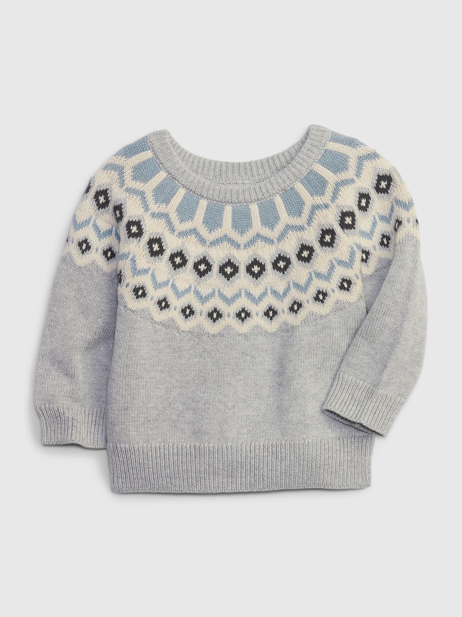 Gap Baby Fair Isle Sweater In Light Grey