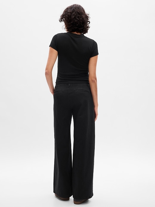2 of 8 showing, with the color black of product Low Rise Wide-Leg Trousers