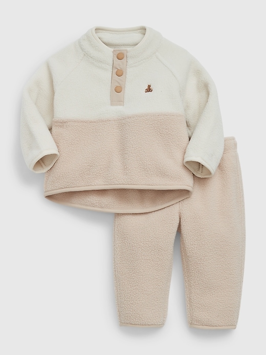 1 of 8 showing, with the color bedrock beige of product Baby Arctic Fleece Outfit Set