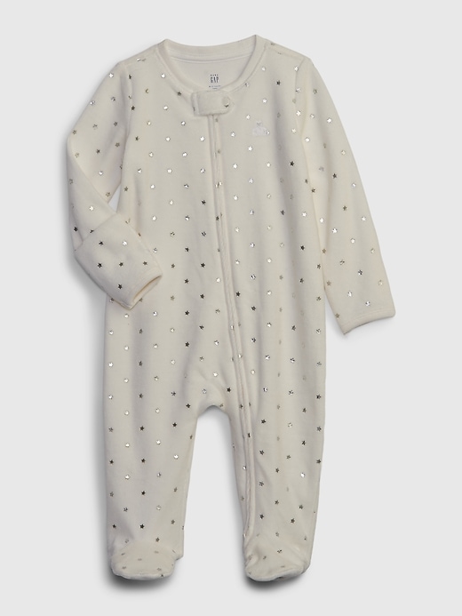 1 of 8 showing, with the color ivory frost of product Baby First Favorites Velour One-Piece
