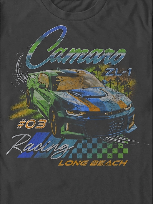 2 of 8 showing, with the color GREY of product General Motors Camaro Long Beach Racing Graphic Tee
