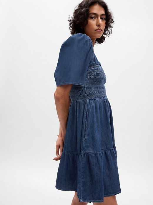 Smocked Denim Mini Dress | Gap