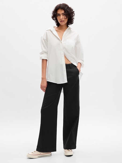 1 of 8 showing, with the color black of product Low Rise Loose Khakis