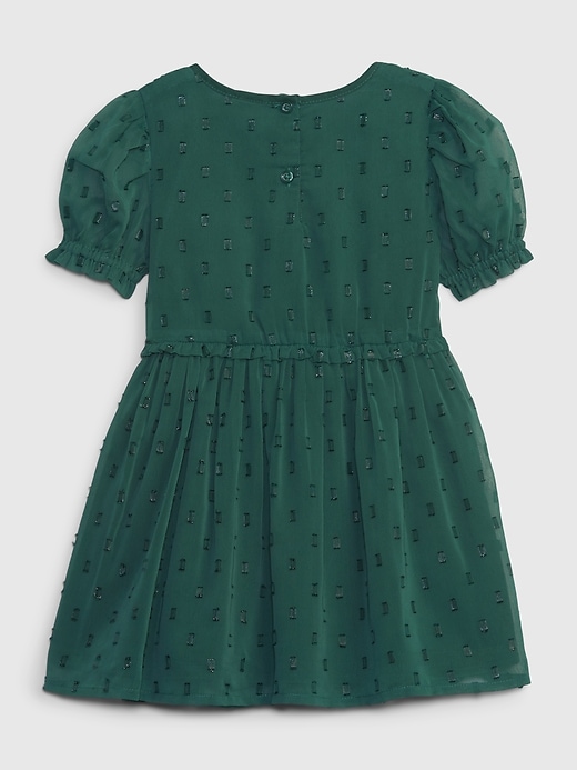 2 of 8 showing, with the color june bug green of product Toddler Smocked Puff Sleeve Dress