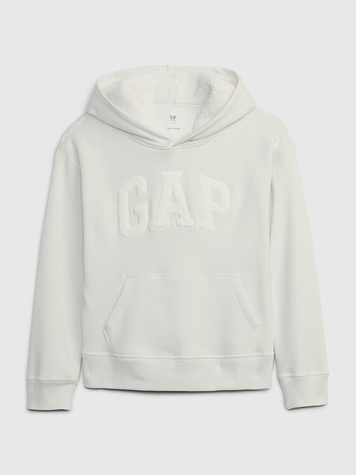 1 of 8 showing, with the color carls stone of product Kids Sherpa Arch Logo Hoodie