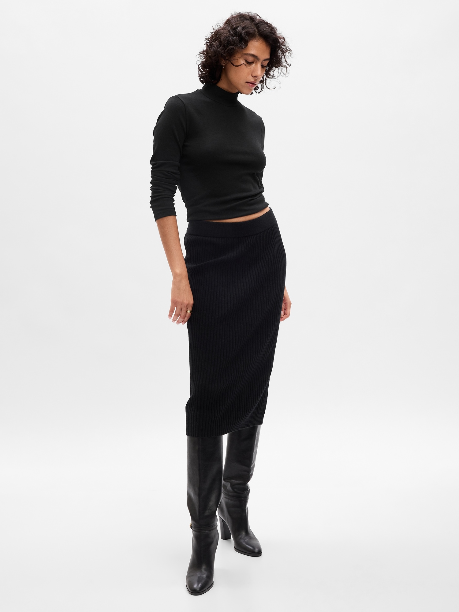 CashSoft Rib Midi Sweater Skirt Gap