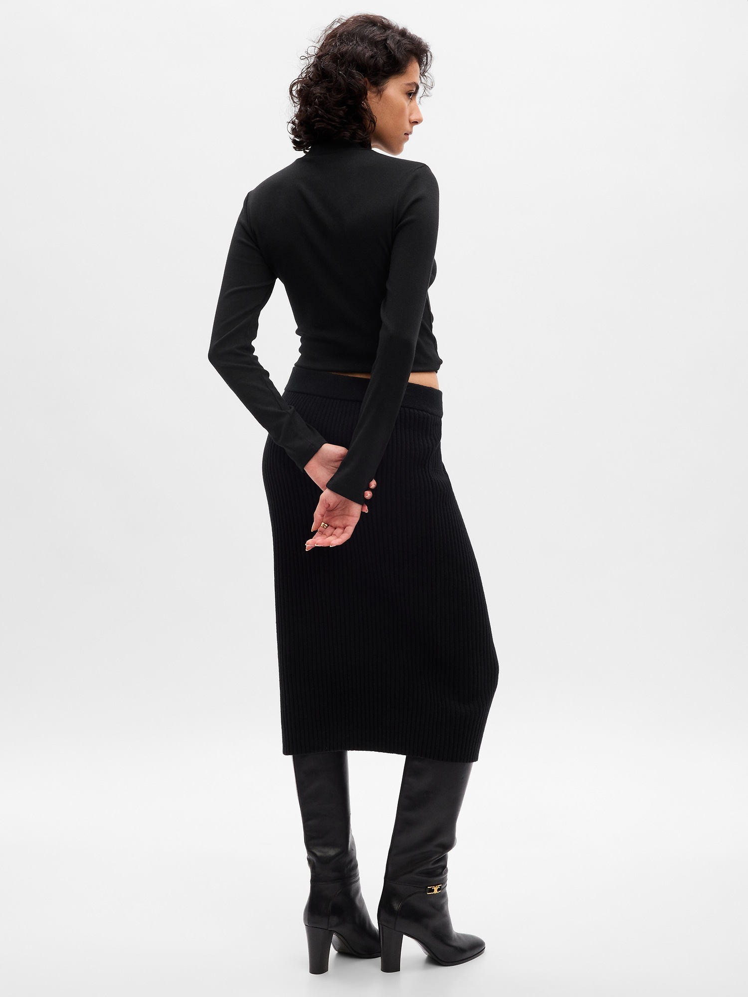 CashSoft Rib Midi Sweater Skirt Gap