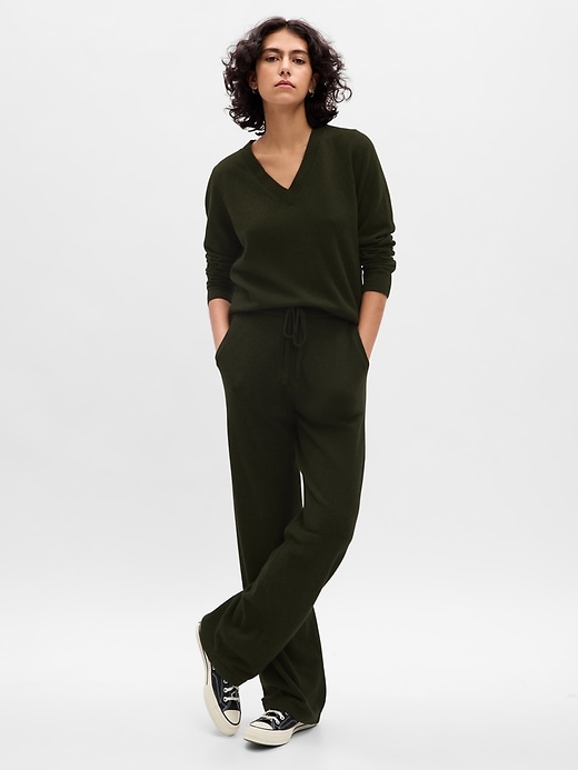 1 of 8 showing, with the color mistletoe green of product CashSoft Sweater Pants