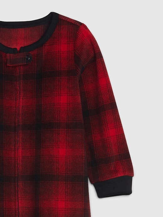 2 of 8 showing, with the color buffalo plaid of product Baby & Toddler Recycled Print PJ One-Piece