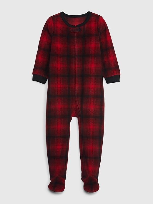 1 of 8 showing, with the color buffalo plaid of product Baby & Toddler Recycled Print PJ One-Piece