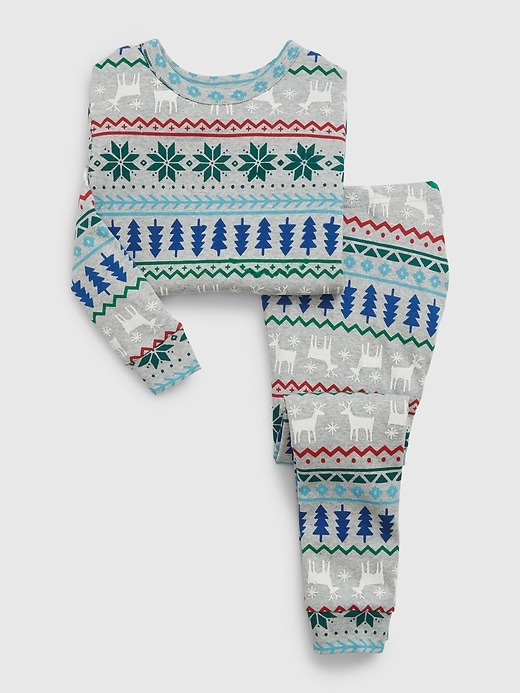 1 of 8 showing, with the color light heather gray of product Baby & Toddler Organic Cotton Print PJ Set
