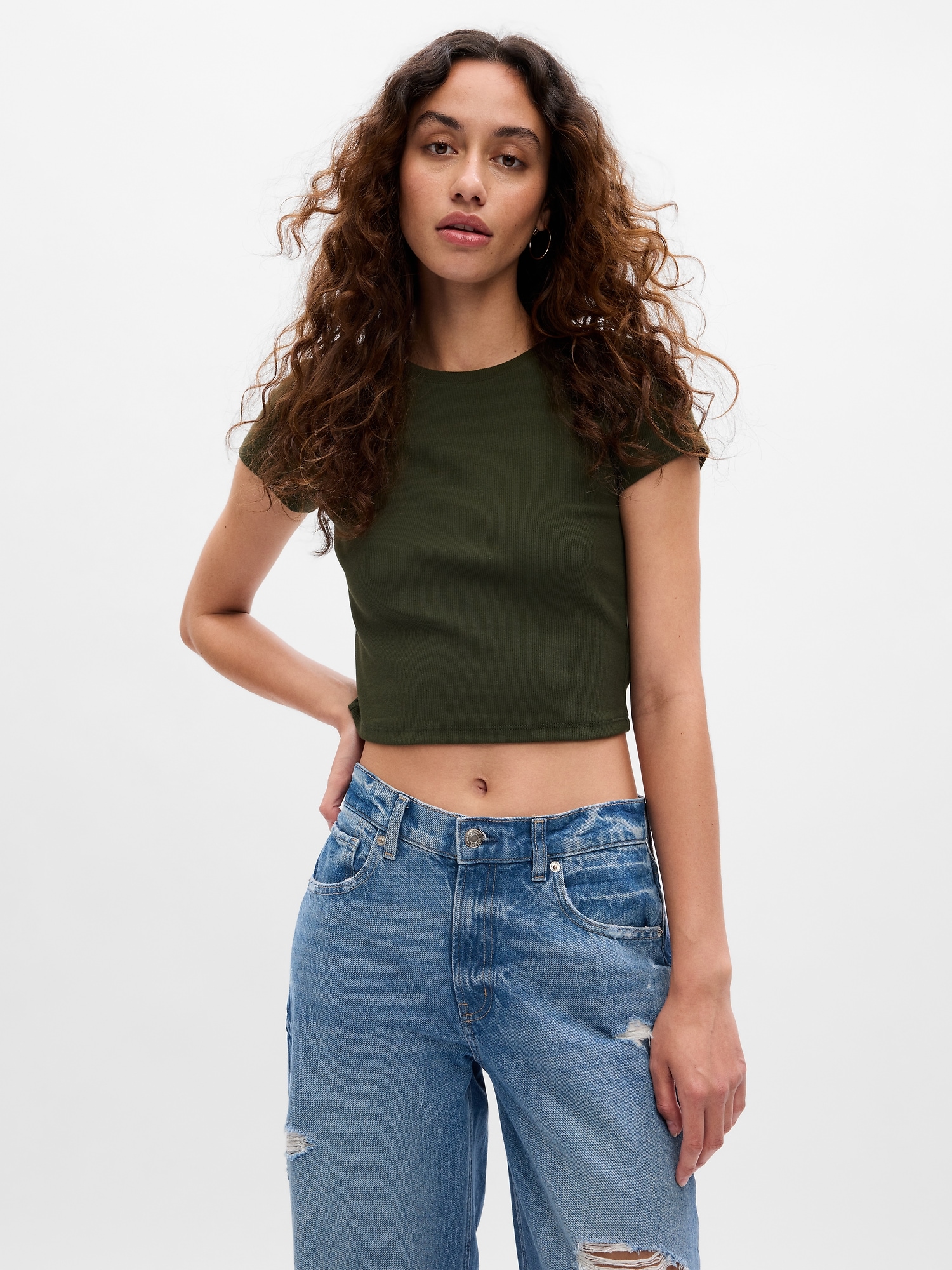 Cropped Rib TShirt Gap