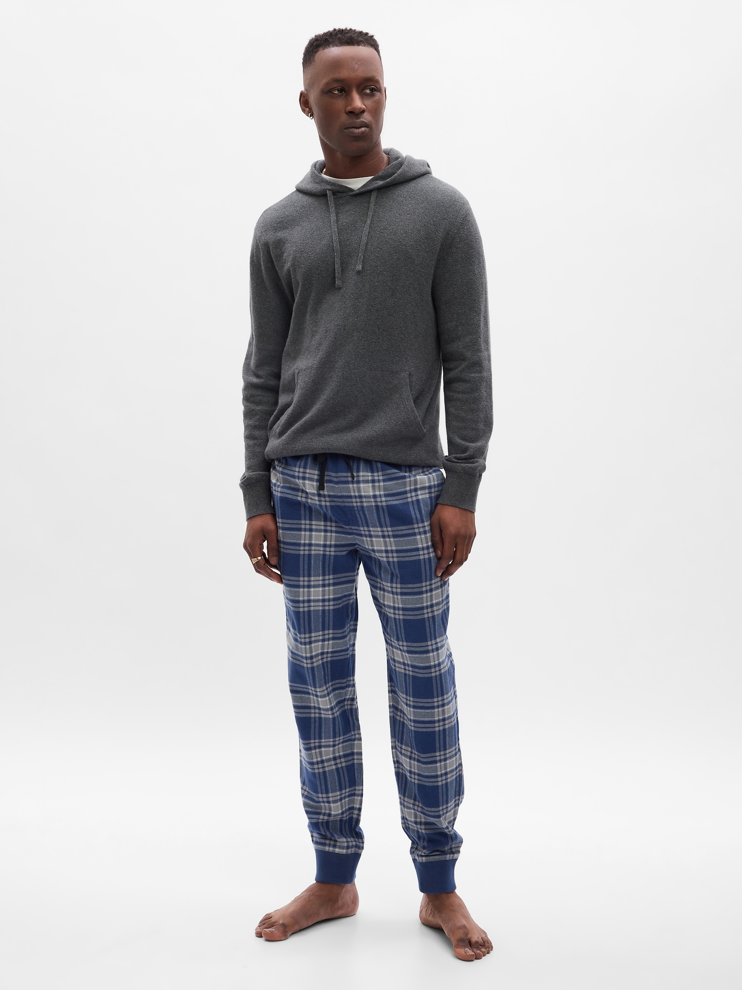 Gap Flannel Pj Joggers In Blue Plaid