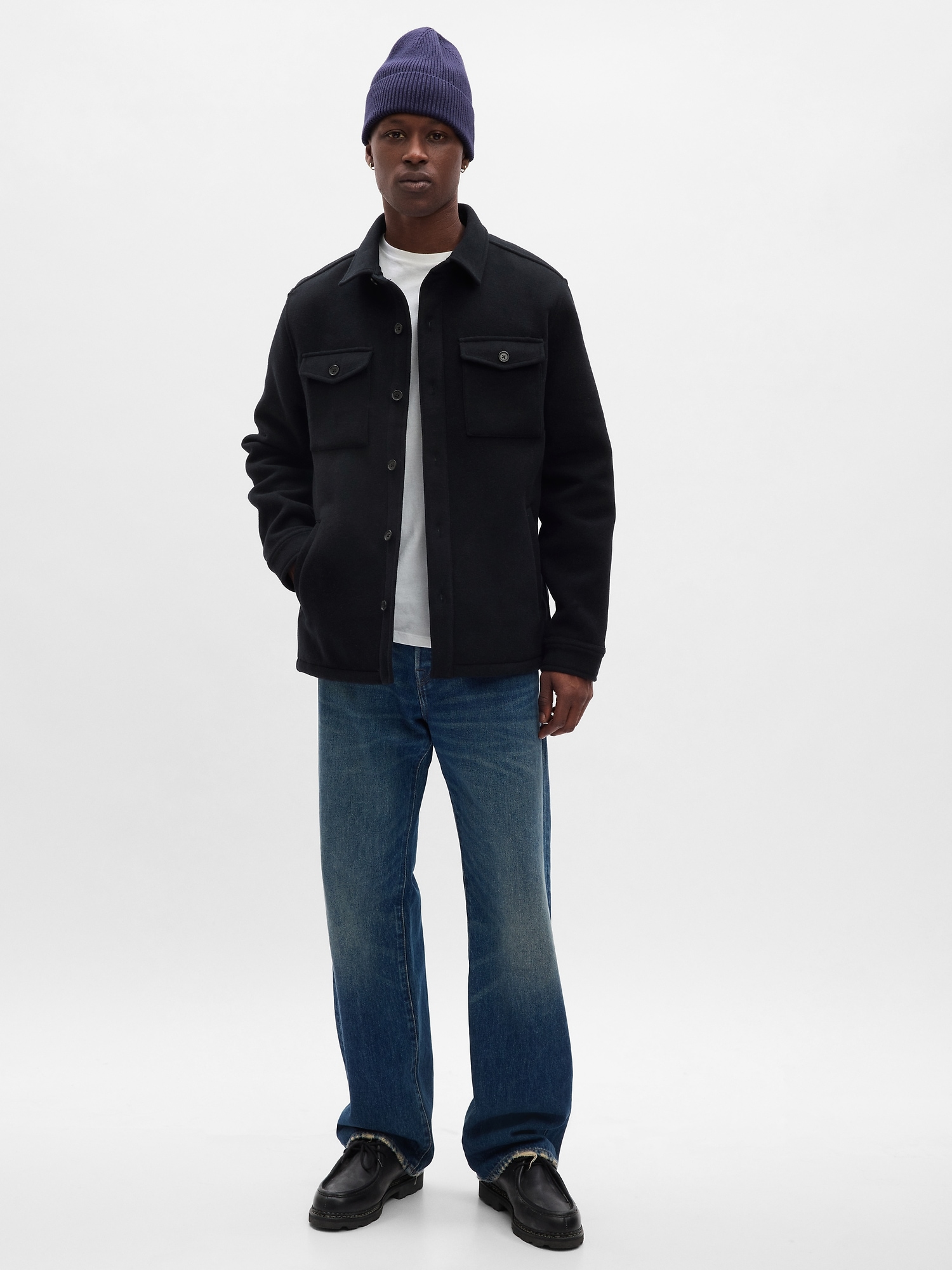 Gap Wool Button-Front Shirt Jacket