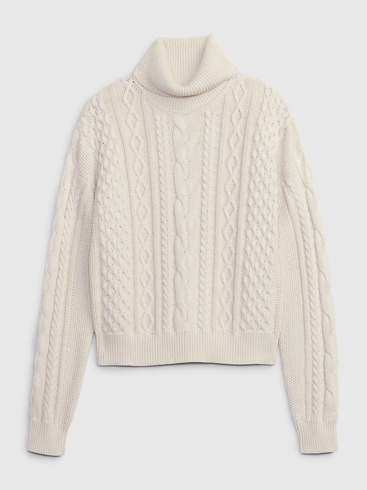 Image number 4 showing, Turtleneck Cable-Knit Cropped Sweater