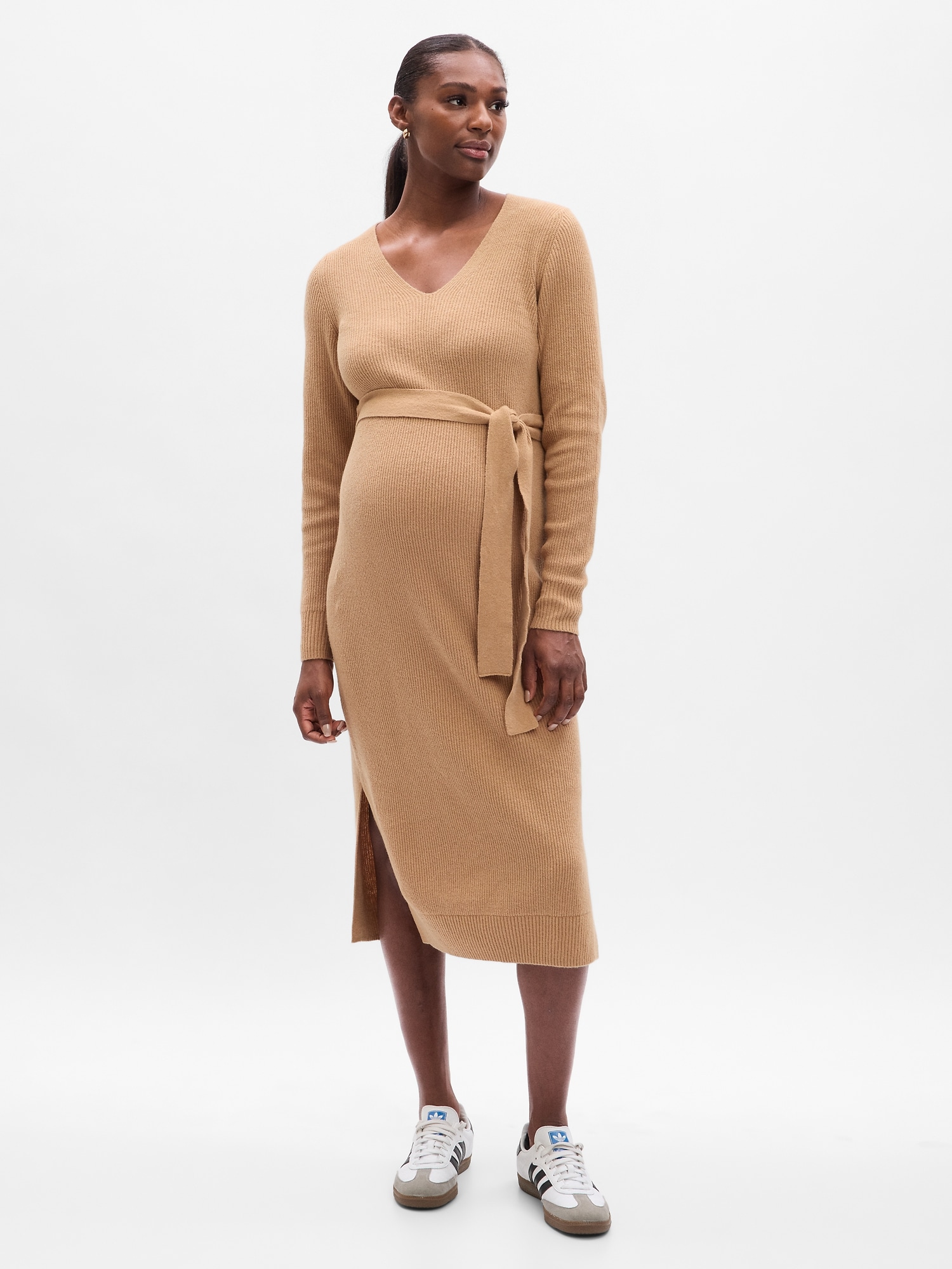 Maternity CashSoft Belted Midi Sweater Dress Gap