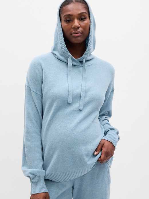 1 of 8 showing, with the color light blue shadow of product Maternity CashSoft Sweater Hoodie