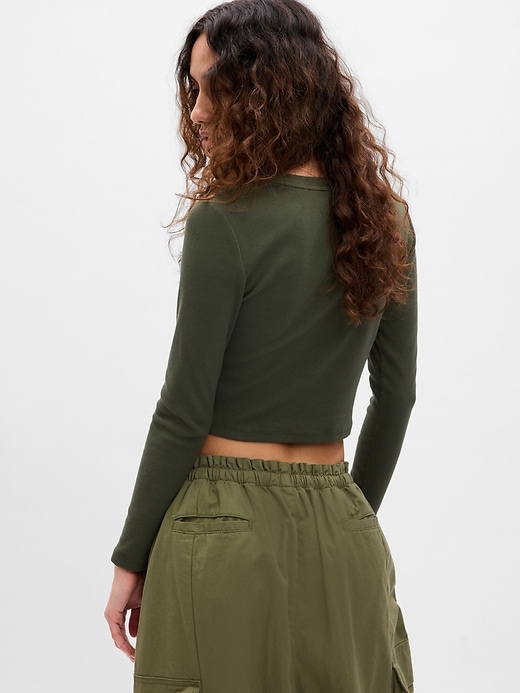 2 of 8 showing, with the color deep green of product Cropped Rib T-Shirt