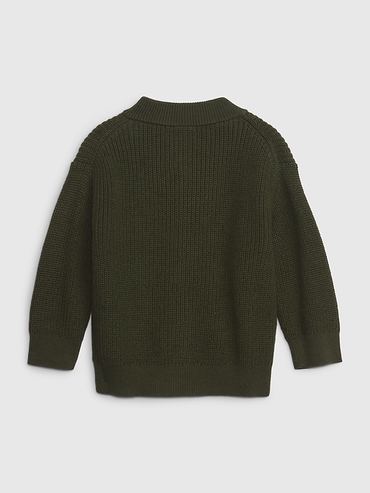 2 of 8 showing, with the color mistletoe green of product Baby Zip Sweater Cardigan