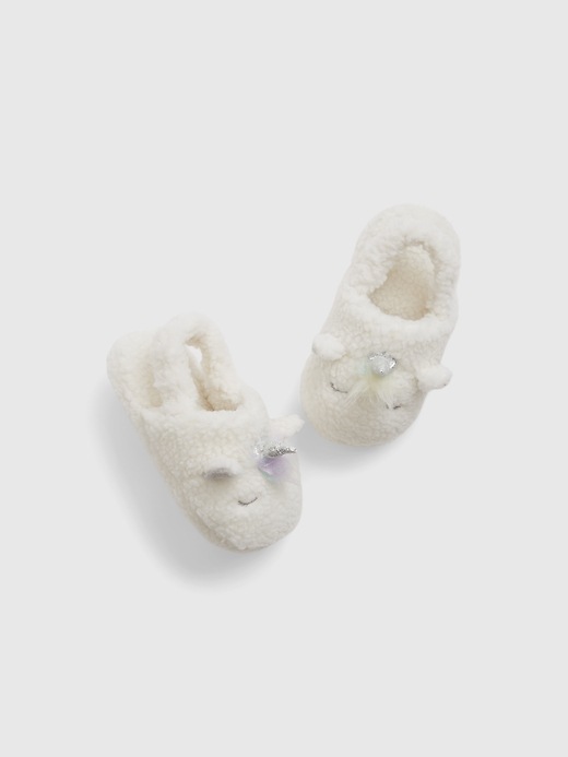1 of 8 showing, with the color ivory frost beige of product Toddler Sherpa Unicorn Slippers
