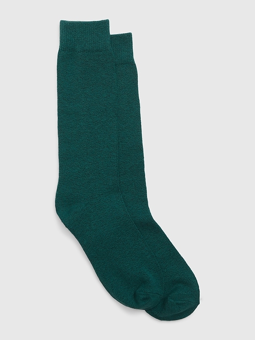 1 of 8 showing, with the color June bug green of product CashSoft Crew Socks