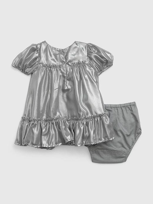 2 of 8 showing, with the color silver of product Baby Metallic Satin Dress