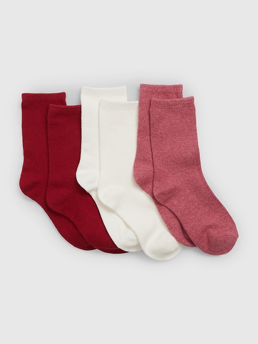 1 of 8 showing, with the color red white pink of product Kids CashSoft Crew Socks (3-Pack)