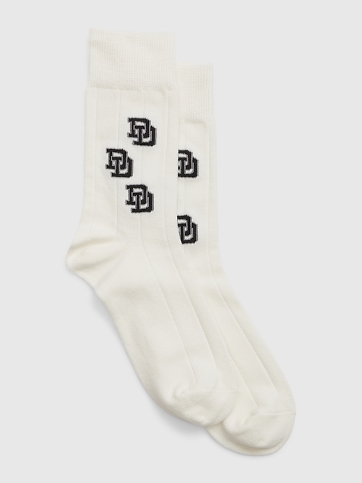 1 of 8 showing, with the color off white of product GAP × DAP Logo Crew Socks