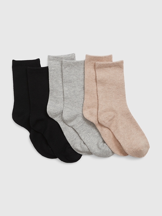 1 of 8 showing, with the color black grey tan of product Kids CashSoft Crew Socks (3-Pack)