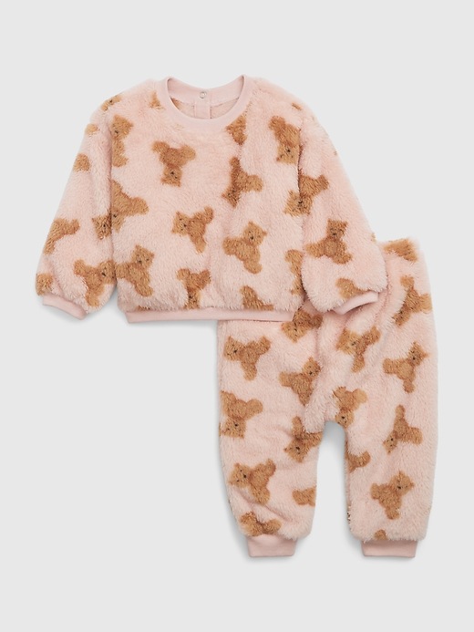 1 of 8 showing, with the color dull rose pink of product Baby Sherpa Outfit Set