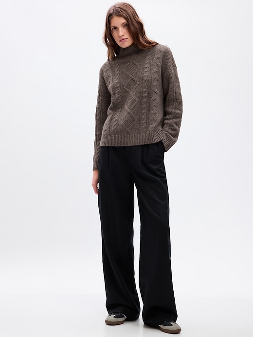 1 of 8 showing, with the color new cashmere brown of product Cable-Knit Turtleneck Sweater