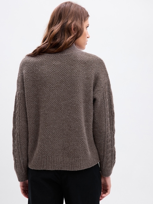 2 of 8 showing, with the color new cashmere brown of product Cable-Knit Turtleneck Sweater