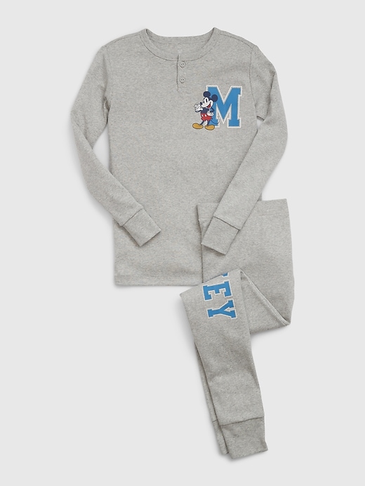 1 of 8 showing, with the color light heather grey of product GapKids &#124 Disney Organic Cotton Mickey Mouse PJ Set