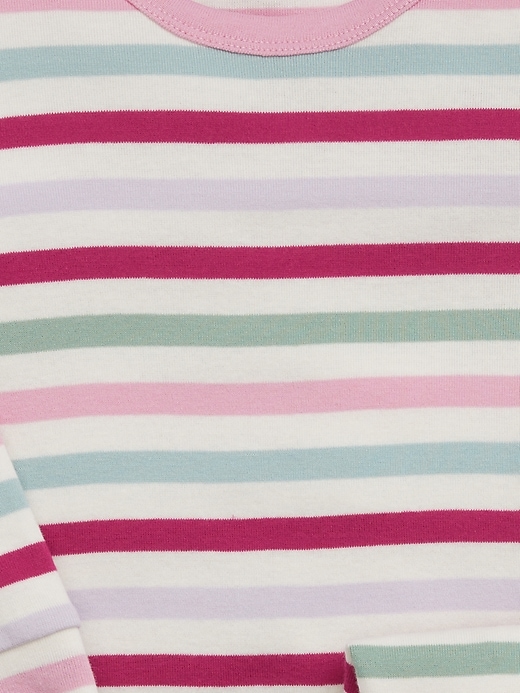 2 of 8 showing, with the color pink multi stripe of product Baby & Toddler Organic Cotton Stripe PJ Set